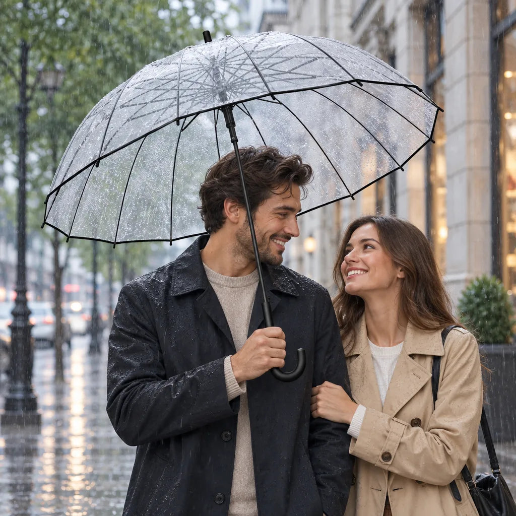 Parapluie transparent coupe vent